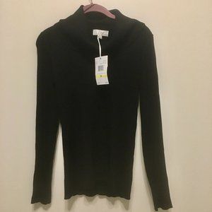 New Carolyn Taylor black ribbed cowl neck M pool over